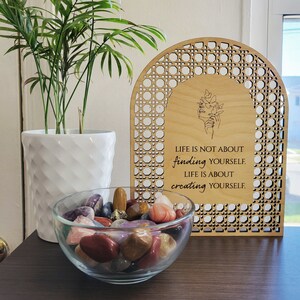 Boho Rattan Inspirational Positive Motivational Message Wood Sign, Home Decor