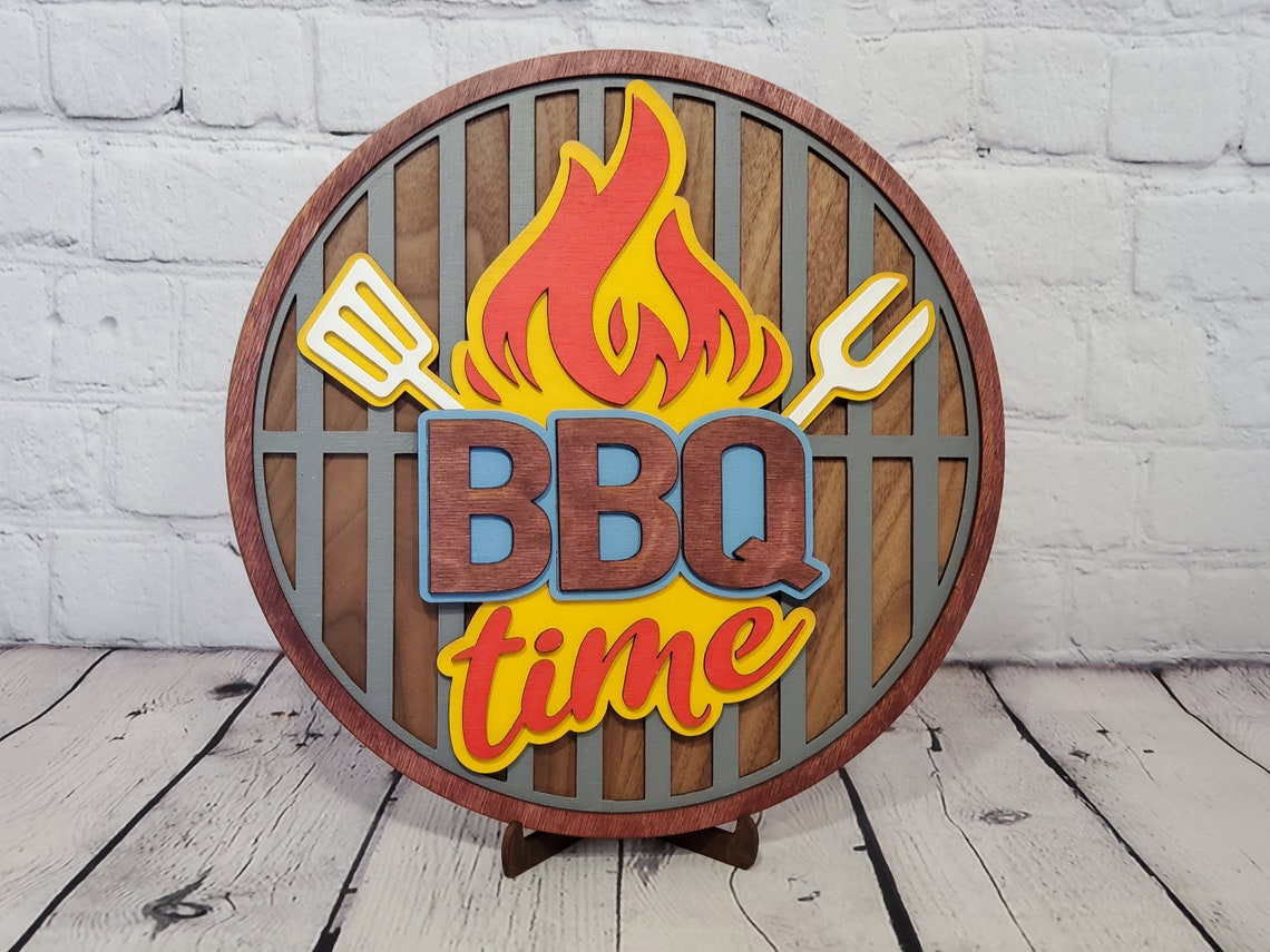 BBQ Wood Sign Grill Sign Bar Decor Kitchen Decor Etsy