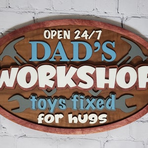 Dad&#39;s Workshop Wood Sign, Garage Sign, Father&#39;s Day Gift, Home Decor