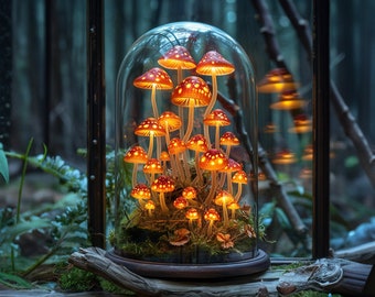 Handmade mushroom lamp mushroom night light glass mushroom custom night light gift for her