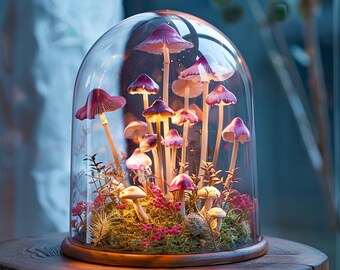 Lampada a forma di fungo fatta a mano, luci a forma di fungo, lampada di metà secolo in vetro, regalo personalizzato per la luce notturna per la decorazione domestica