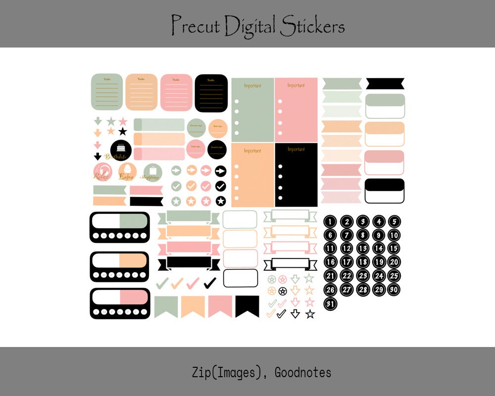 Precut Digital Stickers | Etsy