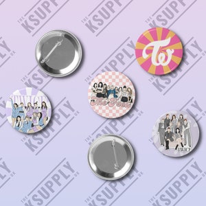 TWICE Badges, Pins, KPOP, Nayeon, Jihyo, Momo, Jeongyeon, Sana, Mina, Dahyun, Chaeyoung, Tzuyu, Badge, Kpop pin, Kpop Merch Once