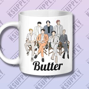 BTS Butter Kpop Ceramic Mug 11oz Funny Mug Design, BTS Army, Kpop Merch, Kpop Gift Ideas, Kpop Fan, Mug, Funny Coffee Mug, Music gift Ideas