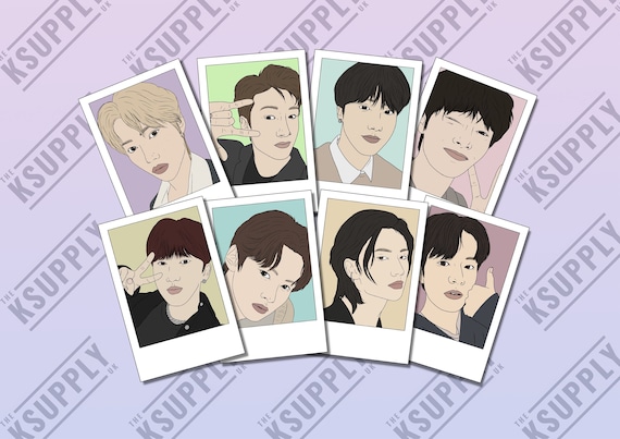 Stray Kids OT8 Polaroids High Quality Stickers, KPOP, SKZ Hyunjin,  Bangchan, Felix, Han, StrayKids Merch, Stickers, Kpop Merch, Kpop art
