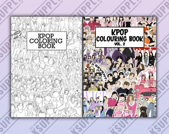 Digital Download VOL 1 and 2 COLOURING BOOK, Kpop, Art, High Quality Colouring book, Bts, Blackpink, Skz, Twice, Colouring pages, Kpop gift
