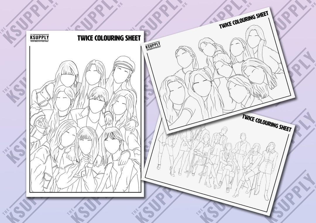 TWICE KPOP Colouring Sheets Printable Digital Download Line - Etsy New ...