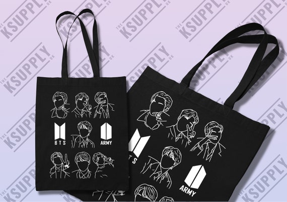 BTS Kpop Tote Bag KPOP Jimin Jungkook RM V JHope Jin Suga Bts Merch Tote Bag Army Bts ot7 Tote bag Kpop Merch Gift idea