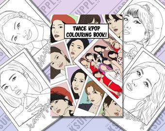 Digital Download TWICE A4 COLOURING BOOK, Kpop, Twice, Art, High Quality A4 Colouring book, all ages, Art, Twice, Colouring pages, Kpop gift