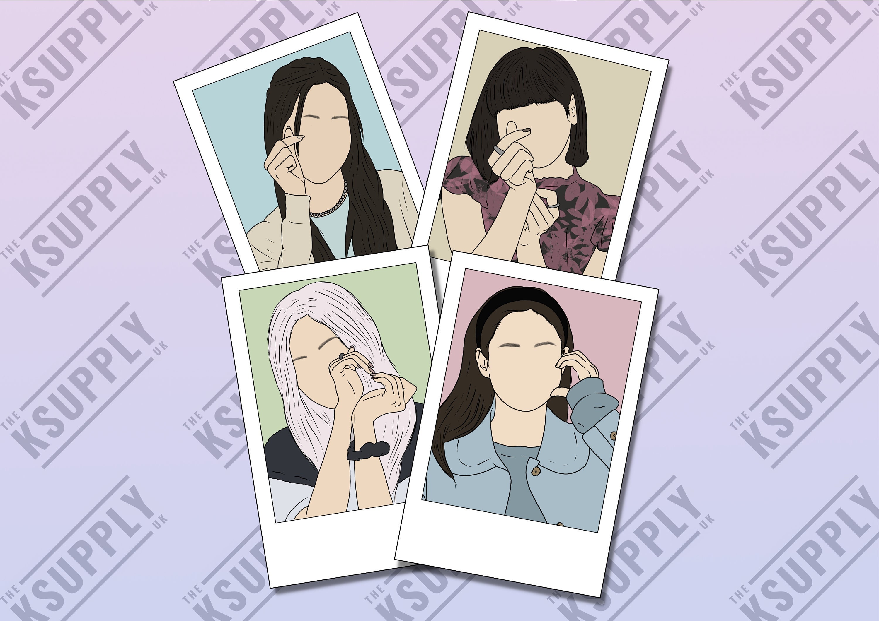 BLACKPINK Polaroids High Quality Stickers, KPOP, Jennie, Jisoo