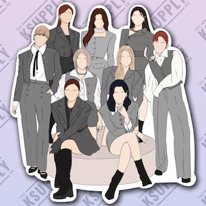 TWICE High Quality Stickers, KPOP, Eyes wide open, Twice OT9, Nayeon, Sana, Jihyo, Twice Sticker, Kpop Merch, Kpop art, Once, kpop sticker