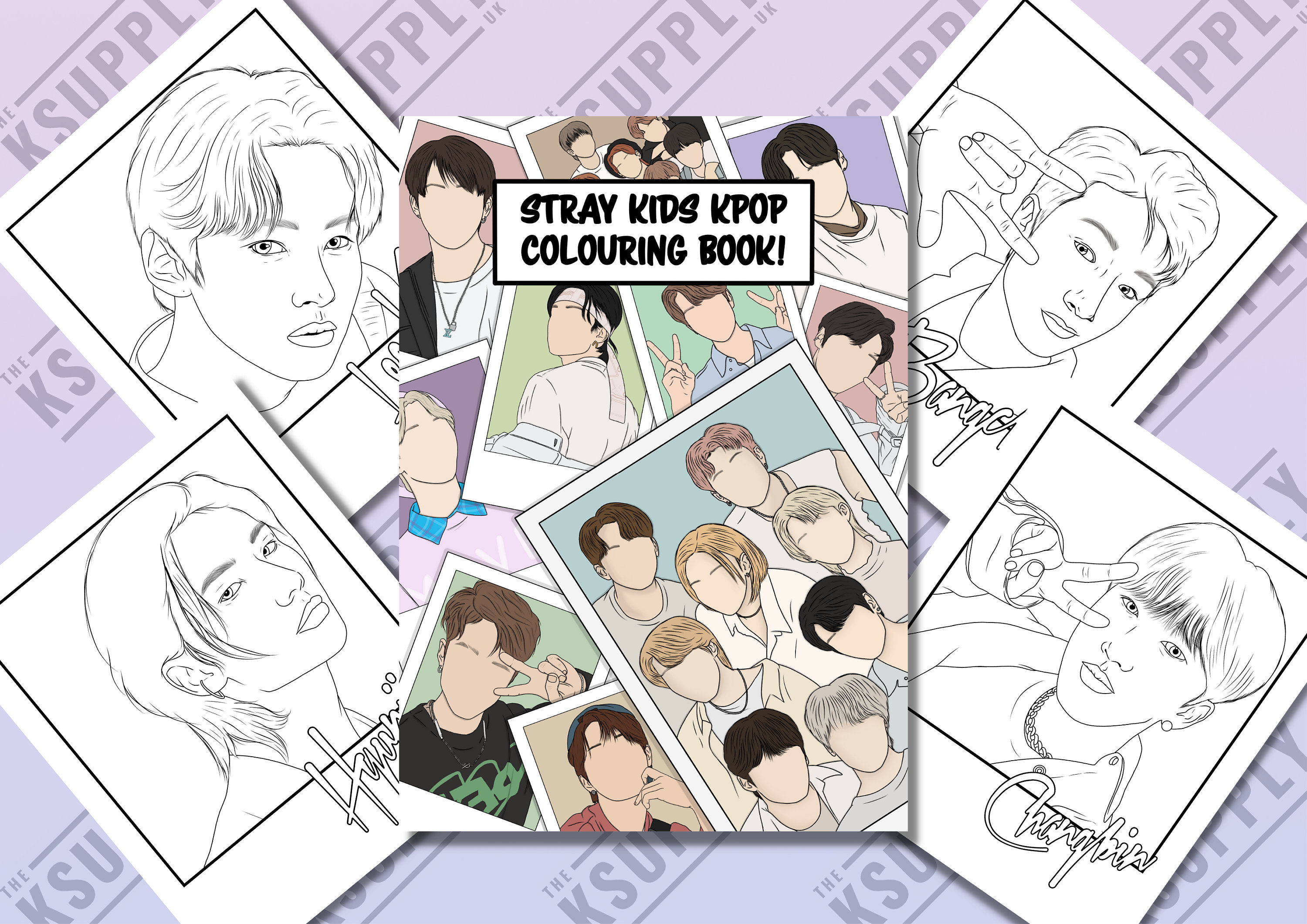 Digital Download SKZ A4 COLOURING BOOK, Kpop, Skz, Art, High Quality A4 Colouring book, all ages, Art, Fan made, Colouring pages, Kpop gift
