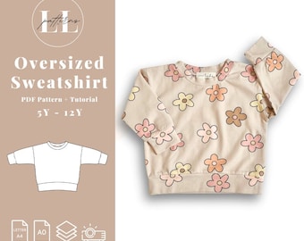 Große Kinder Oversized Sweatshirt Schnittmuster, Kinder einfaches Sweatshirt Schnittmuster, Kinder Sweatshirt Schnittmuster, Einfaches Sweatshirt Schnittmuster, Kinder Sweatshirt