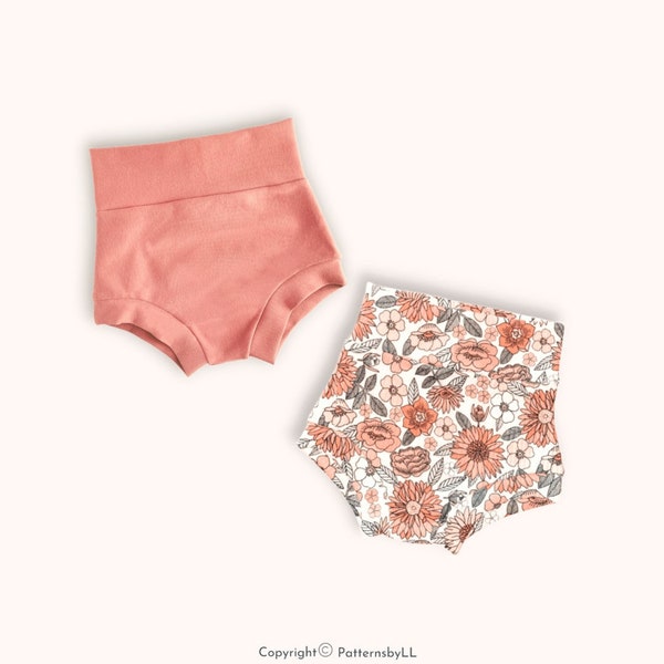 Baby bummies PDF pattern, High waisted bummies sewing pattern, Bummies pdf pattern, Easy Bummie pattern, Baby bummie shorts, Bummies pattern