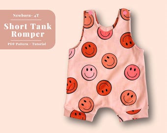 Baby short romper pattern, Baby summer romper pdf, Summer baby tank romper pattern, Baby short romper, Baby romper pattern, Baby pdf pattern