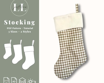 Sewing pattern for Christmas Stocking, Christmas stocking PDF pattern, Pattern for Christmas Stocking, Christmas Stocking Digital Pattern