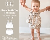 Baby Girl Summer Set Sewing Pattern, Baby Girl Summer Ruffle Set, Baby Ruffle Set Pattern, Baby Girl Ruffle Outfit, Baby Bloomer Outfit Set