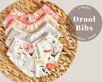 Baby bib sewing pattern, Drool bib sewing pattern, Drool bibs PDF pattern, Baby bib PDF sewing pattern, Bandana bibs, Easy baby bib pattern