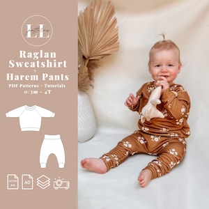 Baby outfit lounge sewing pattern, Baby lounge set sewing pattern, Baby outfit pattern, Baby and toddler sewing pattern, Baby lounge pattern