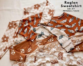 Baby and toddler Raglan style Sweatshirt Sewing Pattern, Baby sweatshirt sewing pattern, Raglan sweatshirt baby pattern, Baby raglan sleeves