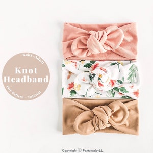 Knot bow headband PDF pattern, knotted headband pattern, PDF knot headband pattern, knot headband sewing pattern, knot headwrap PDF pattern