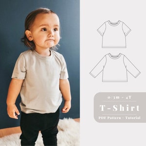 Easy baby shirt pattern, Kids shirt pattern, Kids shirt sewing pattern, Long sleeve shirt pattern, Easy t-shirt sewing pattern, Kids shirt