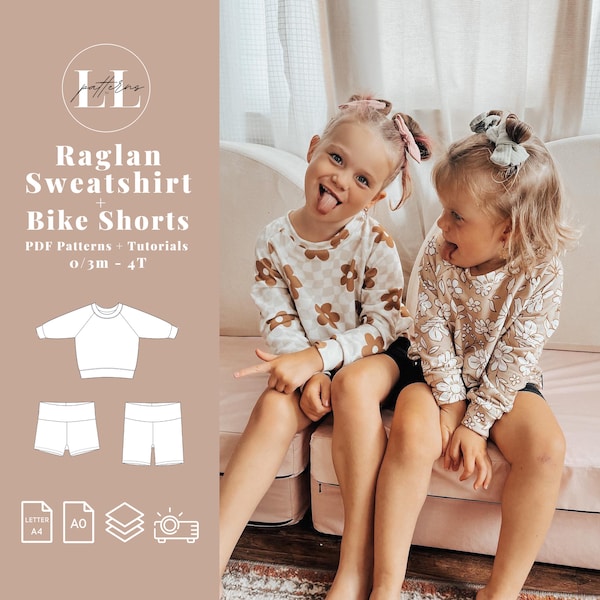 Baby bike short lounge SET pattern, Baby shorts lounge pattern, Kids bike shorts pattern, Baby and toddler pattern, Toddler lounge pattern