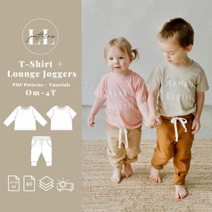 Baby T-shirt lounge outfit set pattern, Baby T-Shirt outfit sewing pattern, Baby lounge shirt sewing pattern, Baby T-Shirt and pants pattern