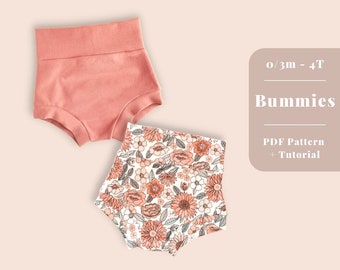 Bummies pdf pattern, Bummies sewing pattern, Baby bummies pattern, Bummies sewing pattern, Baby girl Bummies pdf, high waisted baby bummies