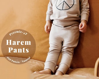 Patrón PDF fácil para pantalones de bebé, Patrón de costura para pantalones de bebé y niños, Patrón de costura para pantalones bombachos para niños, Patrón de costura para pantalones de bebé, Patrón de pantalones