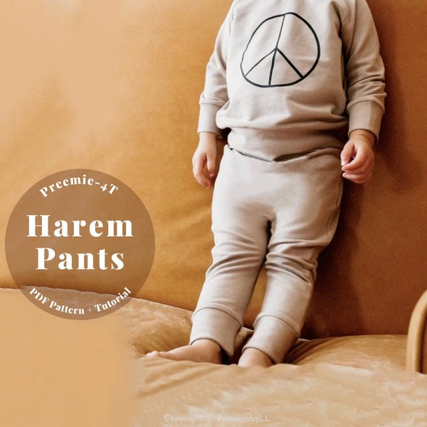 Easy baby pants PDF pattern, Baby and kids pants Sewing pattern, Kids harem pants sewing pattern, Baby pants sewing pattern, Pants pattern