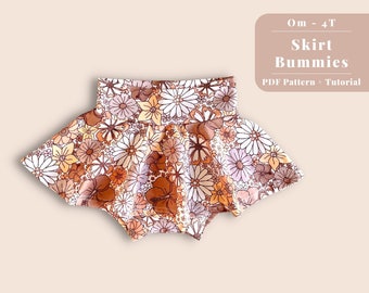 Modello per bummies con gonna, cartamodello per cucire Skort bummies, modello di gonna per bummies per bambini, gonna per bummies per bambini, gonna per bummie per bambini, gonna bummies pdf