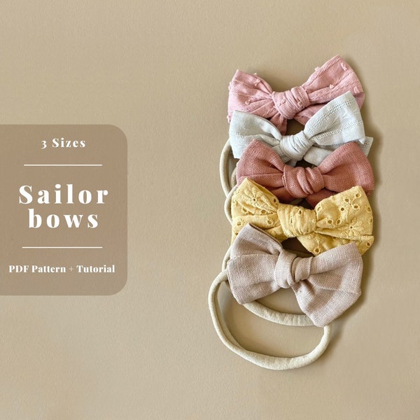 Pinwheel Hair bow sewing pattern, 3 Sizes PDF baby bow pattern, DIY hair bow pattern, Baby hair bow pattern, Baby bow headband PDF pattern