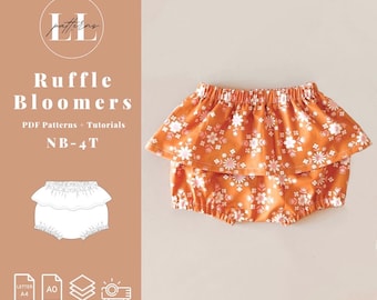 Ruffle Skirt Bloomers for Baby Sewing Pattern, Baby Skirt Bloomers Pattern, Skirted Bloomers Pattern, Bloomers Skirt Pattern, Baby Bloomers