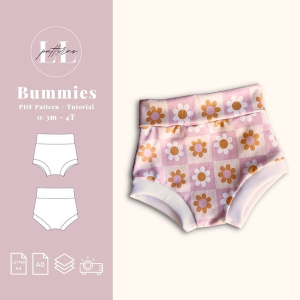 Baby bummies pdf pattern, High waisted bummies sewing pattern, Baby bummy pattern, Bummie bloomers pattern, Baby bummie shorts, Bummies pdf