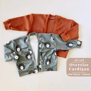 Kids Boys and Girls Sweater Cardigan Sewing Pattern, V Neck Cardigan sweater pattern for kids, Boys cardigan pattern, Kids Cardigan pattern