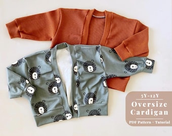 Kids Boys and Girls Sweater Cardigan Sewing Pattern, V Neck Cardigan sweater pattern for kids, Boys cardigan pattern, Kids Cardigan pattern
