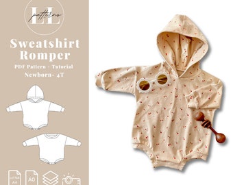 Sweater romper pattern, Baby sweater romper pattern, Hooded romper pattern, Bubble sweater romper, Bubble romper pattern, Sweater romper pdf