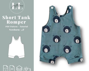 Baby summer romper sewing pattern, Baby tank romper pdf, Summer tank romper pattern, Baby tank romper, Summer romper pattern, Baby romper