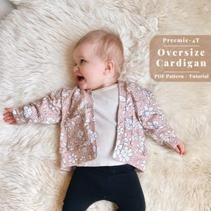 Classic Cardigan sewing pattern for baby and toddler, Cardigan sweatshirt toddler sewing pattern, Toddler cardigan pattern, Baby cardigan