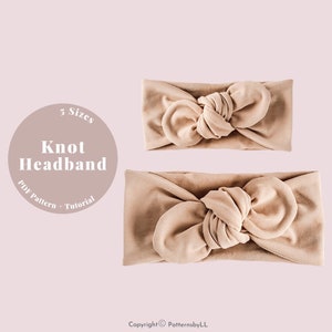 Easy knot headband PDF pattern, Baby - adult headband pattern, Mama and me stretch headband PDF, Knot headband baby sewing pattern, headband