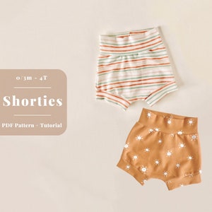 EASY shorts sewing pattern, Baby, toddler, kids shorts sewing pattern, Easy shorts PDF sewing pattern, Baby and children shorts pattern PDF