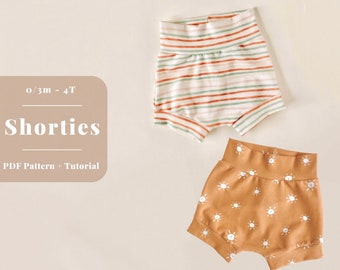 EASY shorts sewing pattern, Baby, toddler, kids shorts sewing pattern, Easy shorts PDF sewing pattern, Baby and children shorts pattern PDF