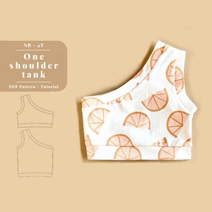 One shoulder top pattern, Toddler crop top pattern, Toddler tank top pattern, Toddler top pattern, One shoulder tank top, Toddler crop top