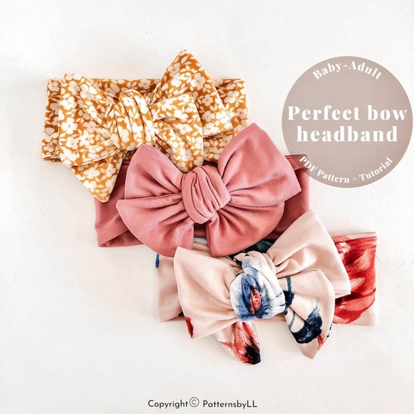 Headband pattern, Baby headband pattern, baby bow pattern, Bow pattern, Bow Headband pattern, Easy bow pattern, Easyheadband pattern