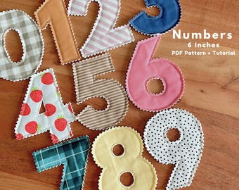 PDF 6" Fabric Numbers bunting for Counting, Fabric numbers bunting pattern, Fabric numbers garland, Garland fabric numbers, Fabric numbers