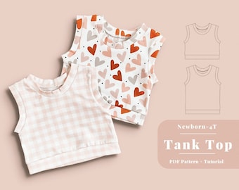 Toddler tank top pattern, Tank top pattern, Toddler sewing pattern, Tank top sewing pattern, Baby tank top pattern, Toddler tank, Tank top