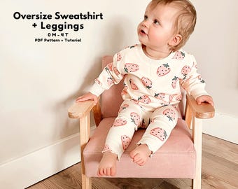 Matching lounge set sewing pattern for baby and toddler, Lounge set sewing pattern, Baby lounge set pattern, Baby matching set, Lounge set