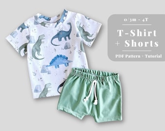 T-shirt and shorts PDF sewing pattern, Shirt and shorts sewing pattern, Short sleeve pattern, Kids shorts pattern, Kids tshirt pdf pattern