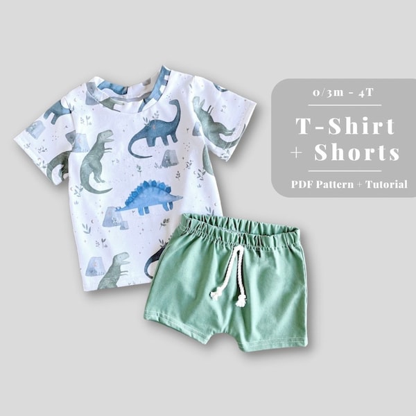 Patron PDF de t-shirt et short, Patron de couture chemise et short, Patron manches courtes, Patron short enfant et Patron pdf tshirt enfant